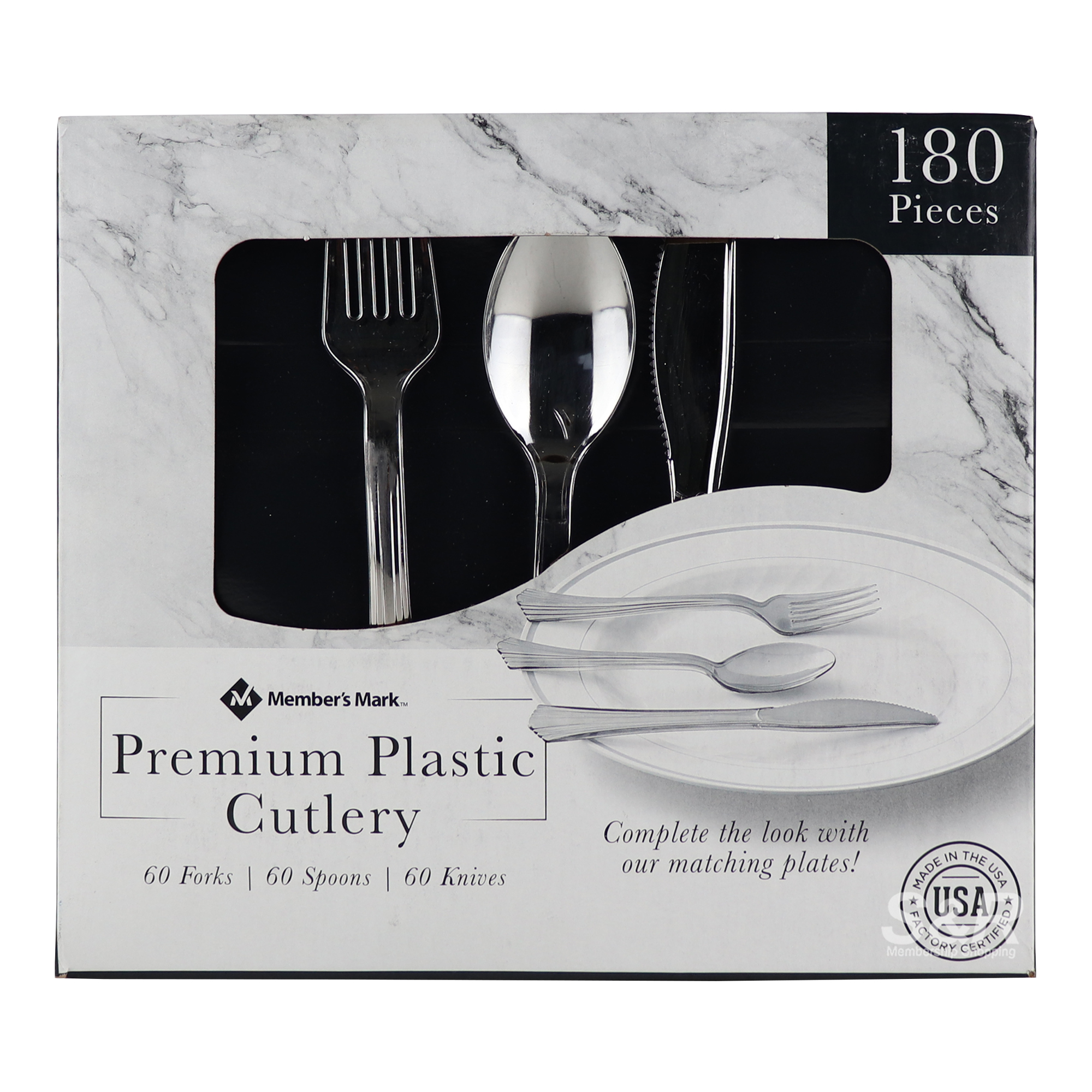 Member's Mark Premium Plastic Cutlery 180pcs